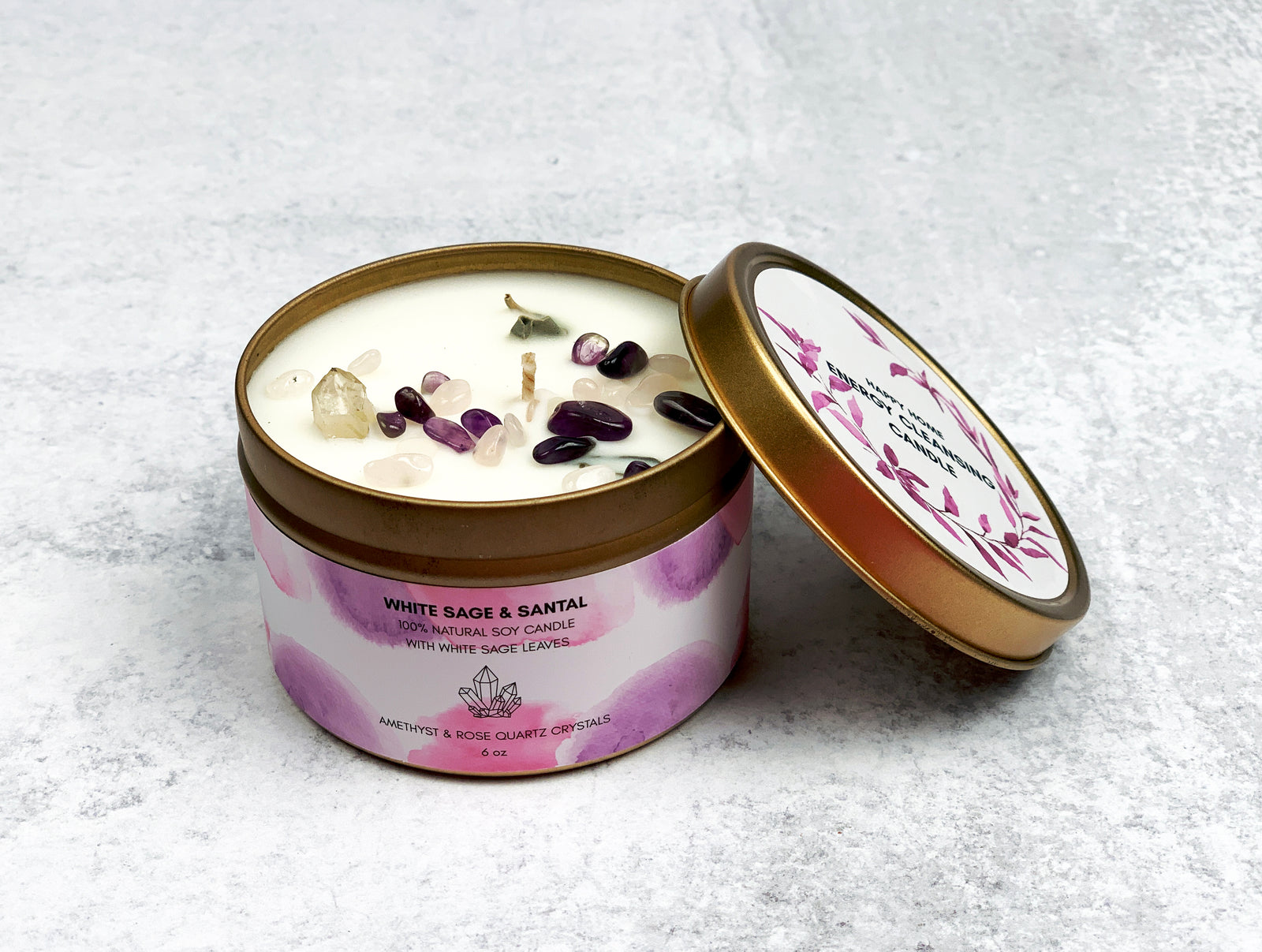 Energy Cleansing Rose Quartz Candle: Love & Self-Healing