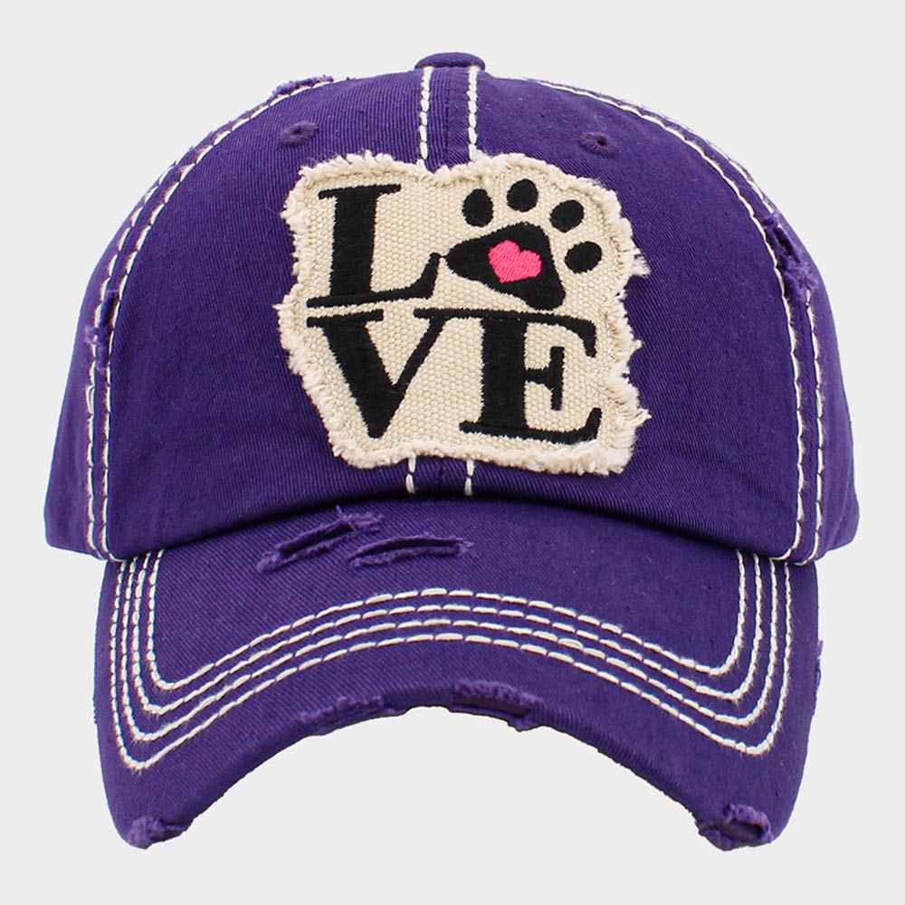 Love Paw Print Baseball Cap