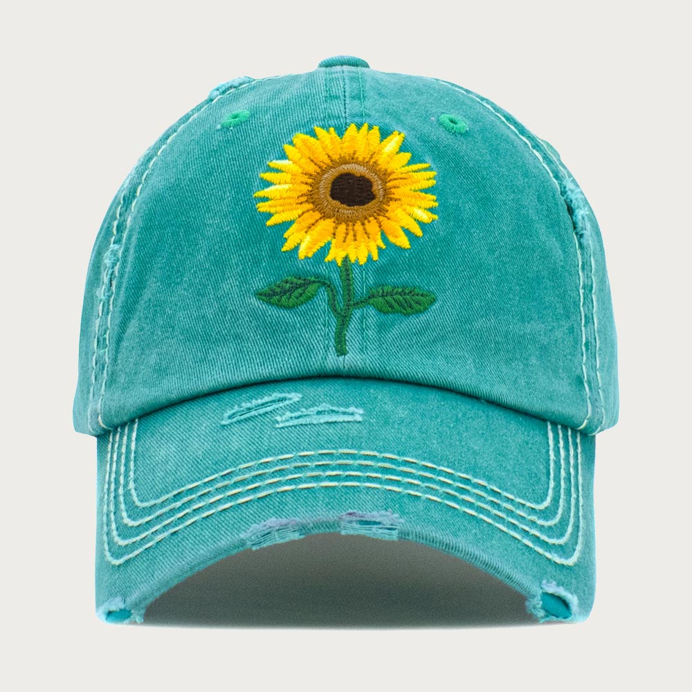 Sunflower Embroidered Vintage Baseball Cap