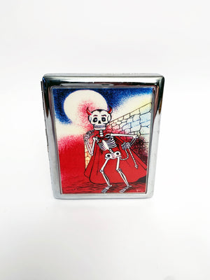 Skeleton Trick-or-Treater Metal Card Case