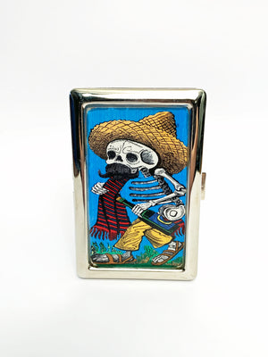 Skeleton with Tequila Metal Card Case