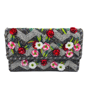 Sprinkle of Roses Glass Beaded Clutch