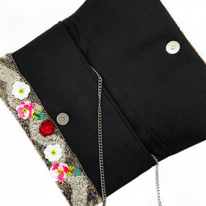 Sprinkle of Roses Glass Beaded Clutch