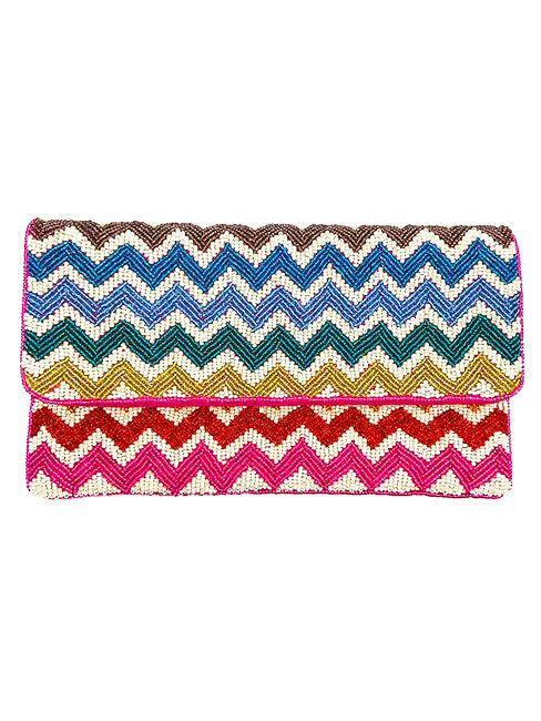 Chevron Colorful Beaded Clutch
