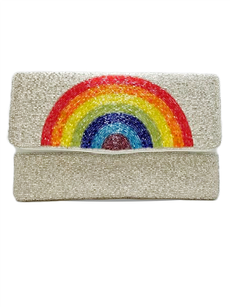 Rainbow Glass Beaded Clutch