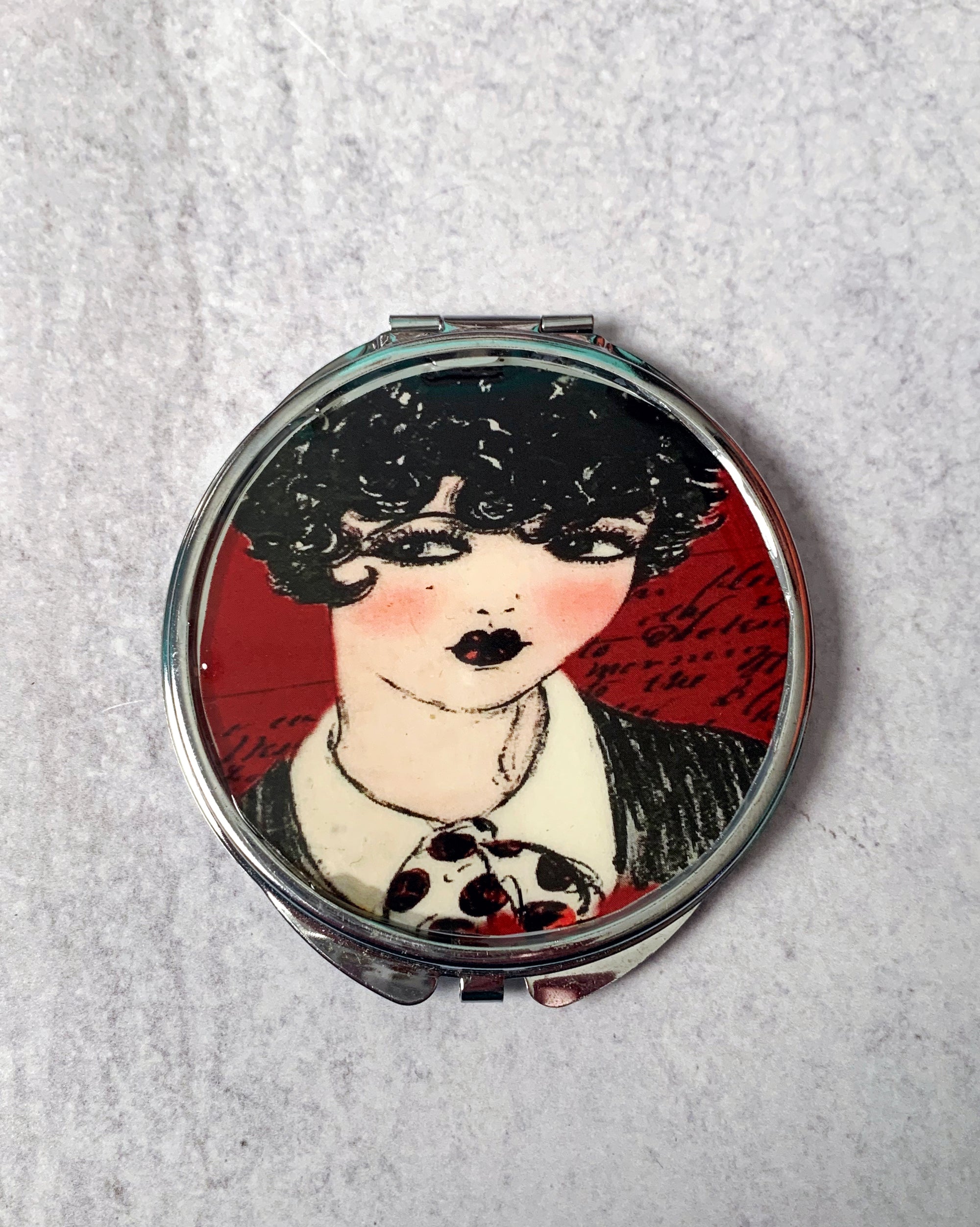 Flapper Lady Illustration Compact Mirror