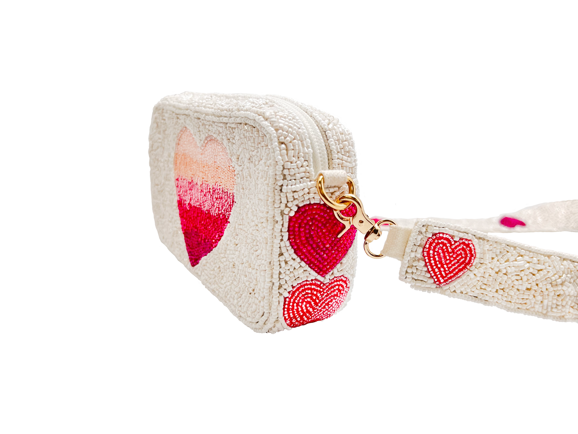 Ombre Heart Beaded Crossbody Bag