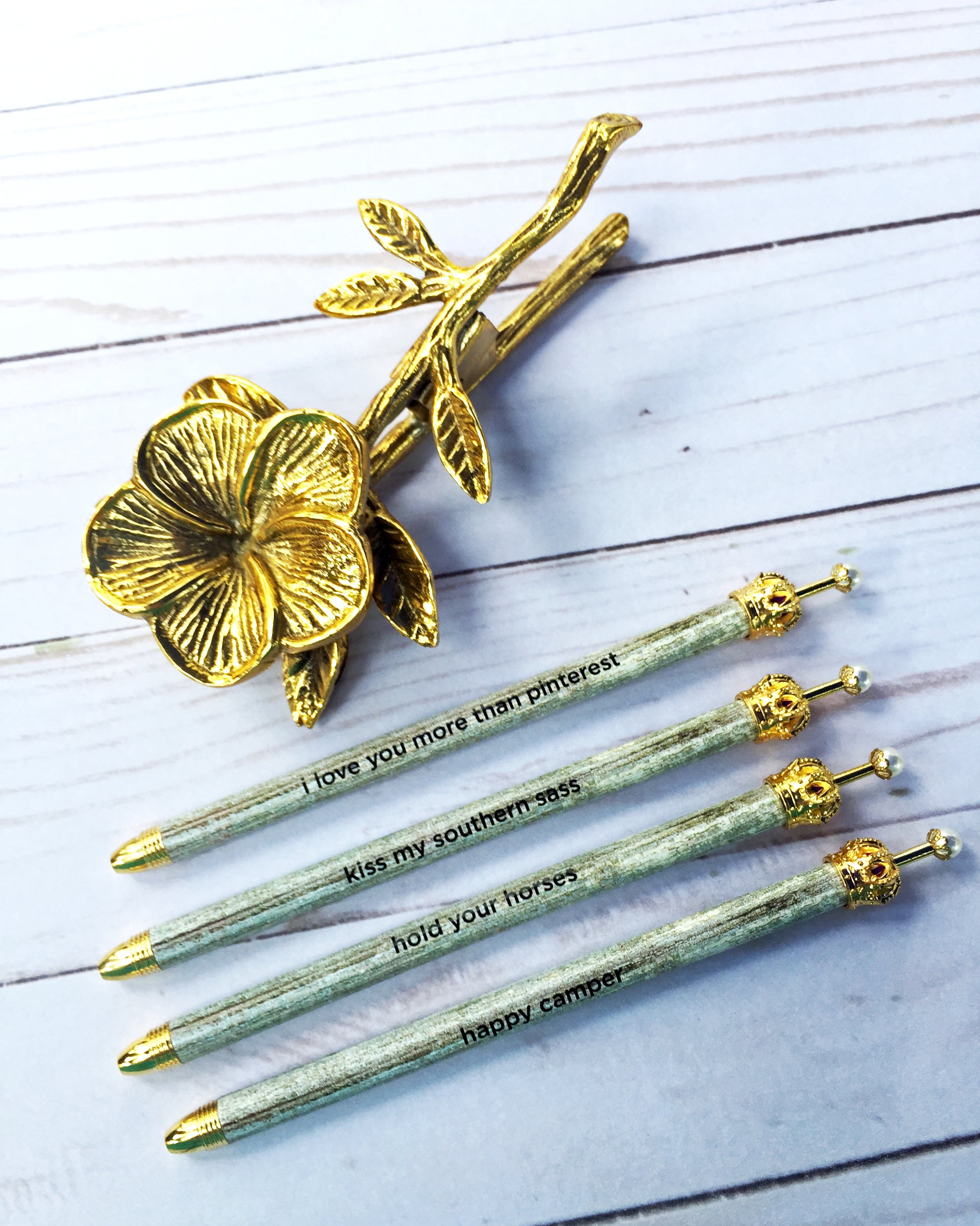 Southern Charm Crown Ballpoint Pen with Cute Mantra