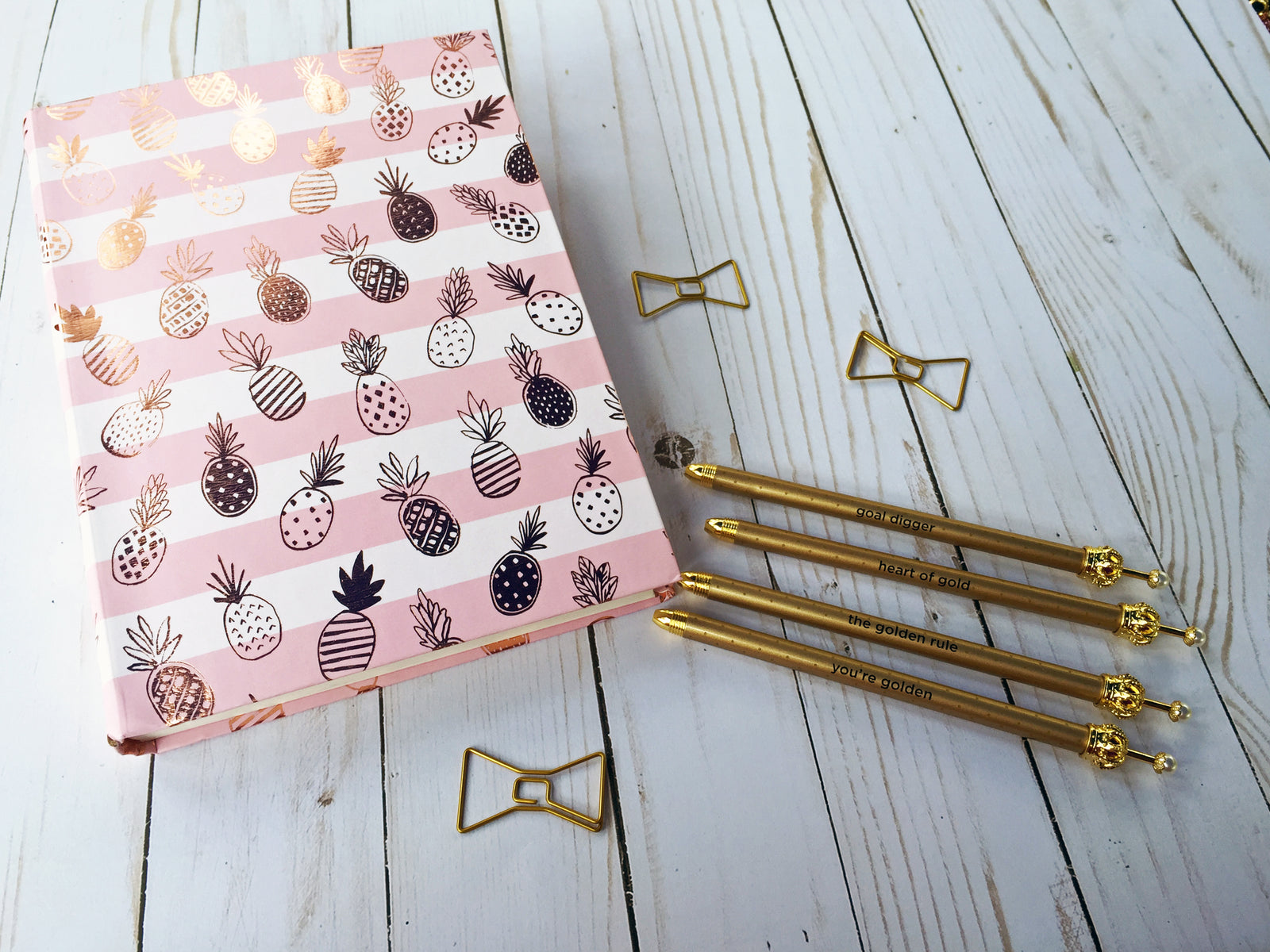 Gold Polka Dot Crown Ballpoint Pen with Cute Mantra