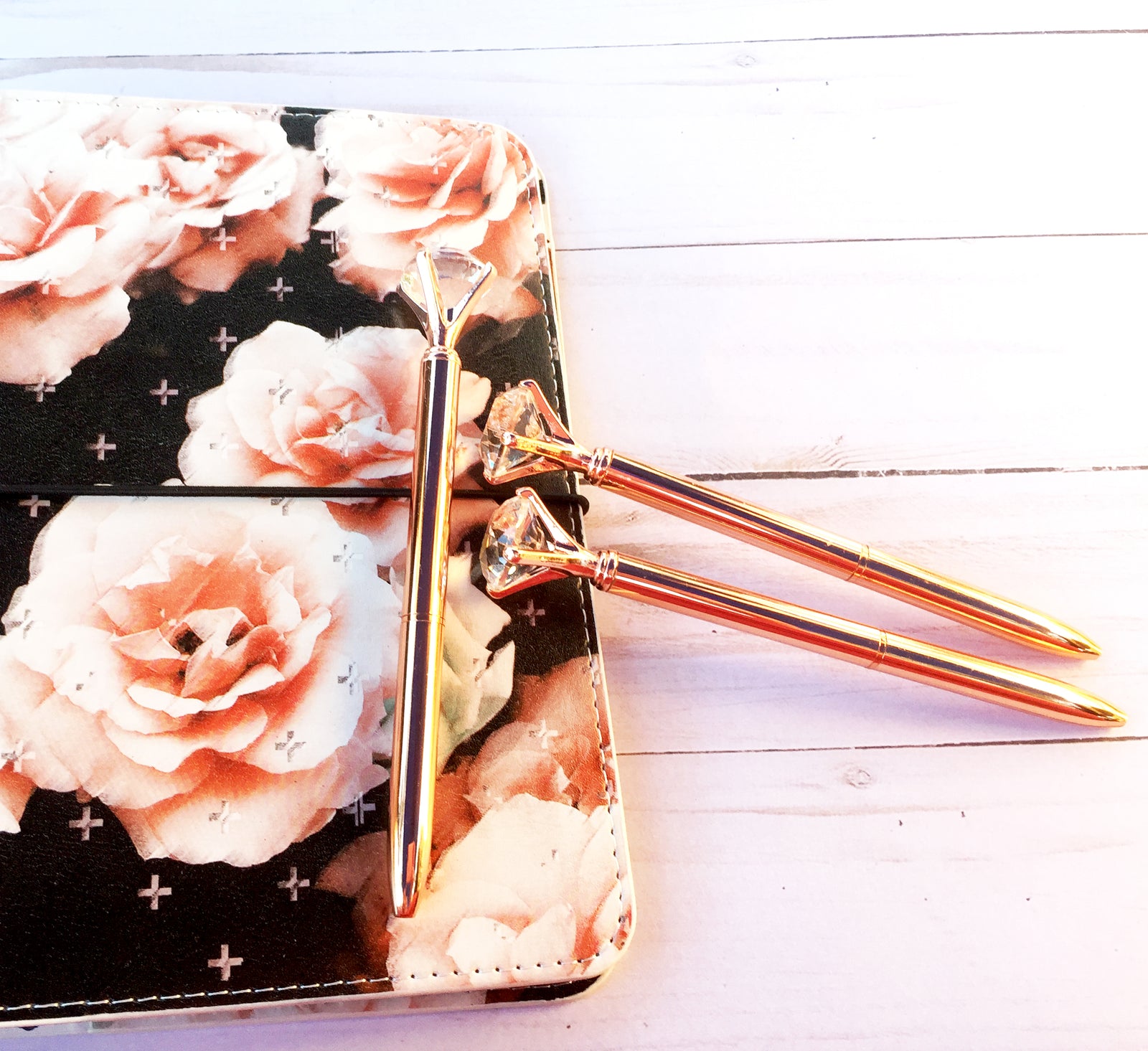 Diamond Top Rose Gold Ballpoint Pen