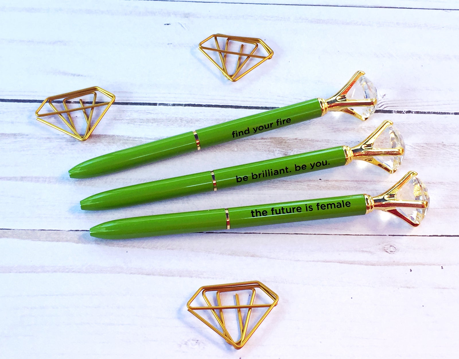 Diamond Top Green Ballpoint Pen