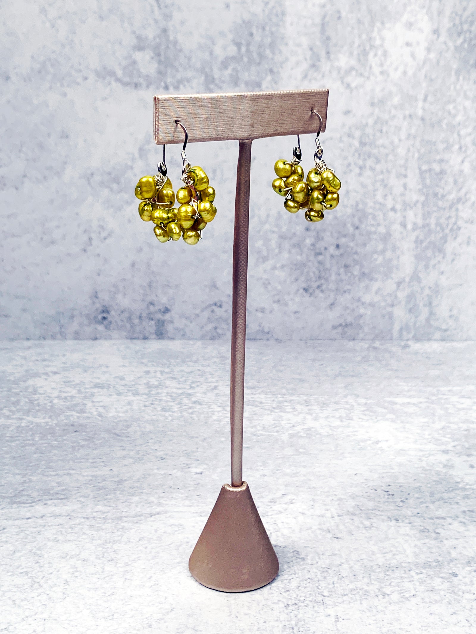 Yellow Freshwater Pearl Petite Hoops