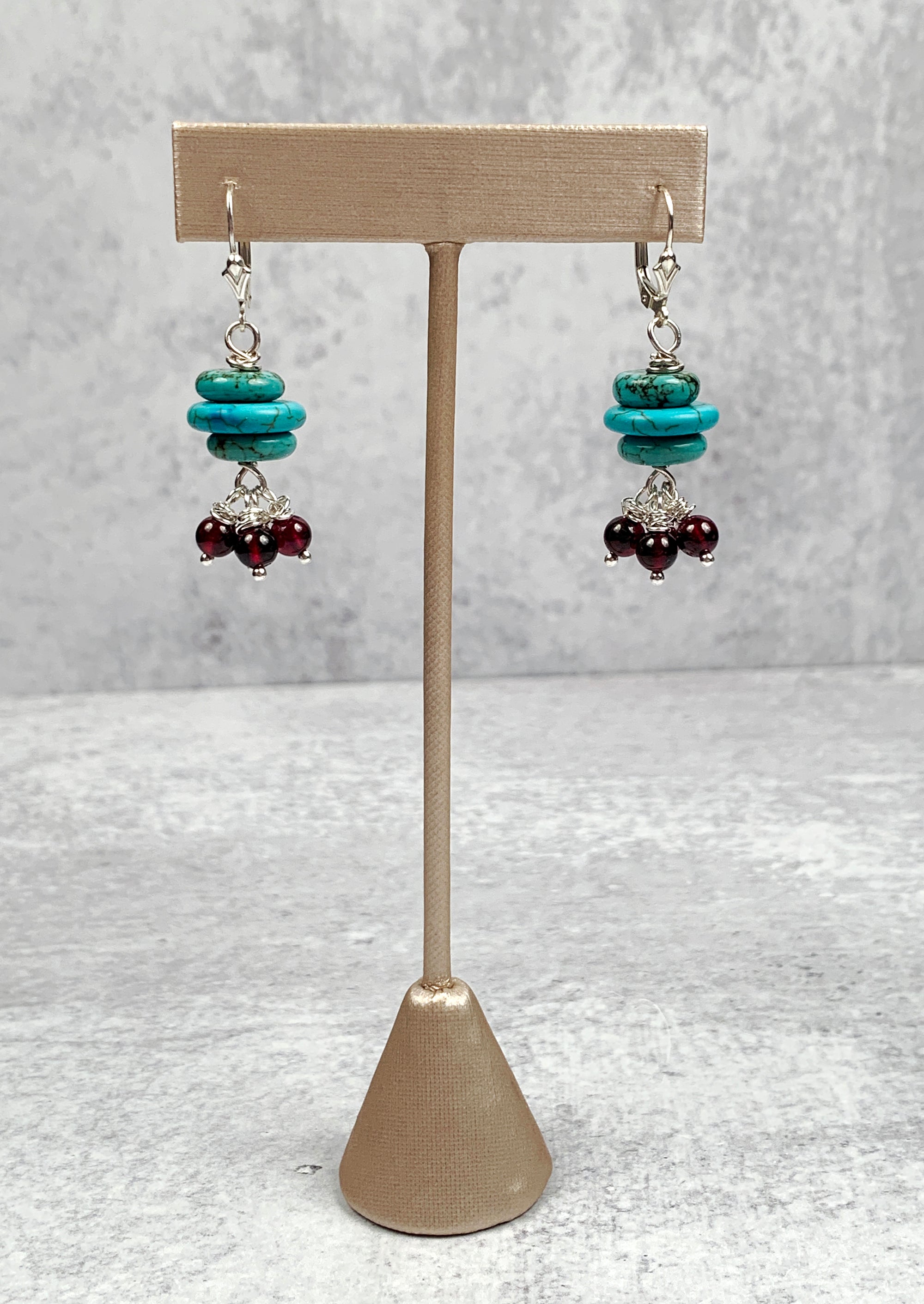 Turquoise and Garnet Earrings