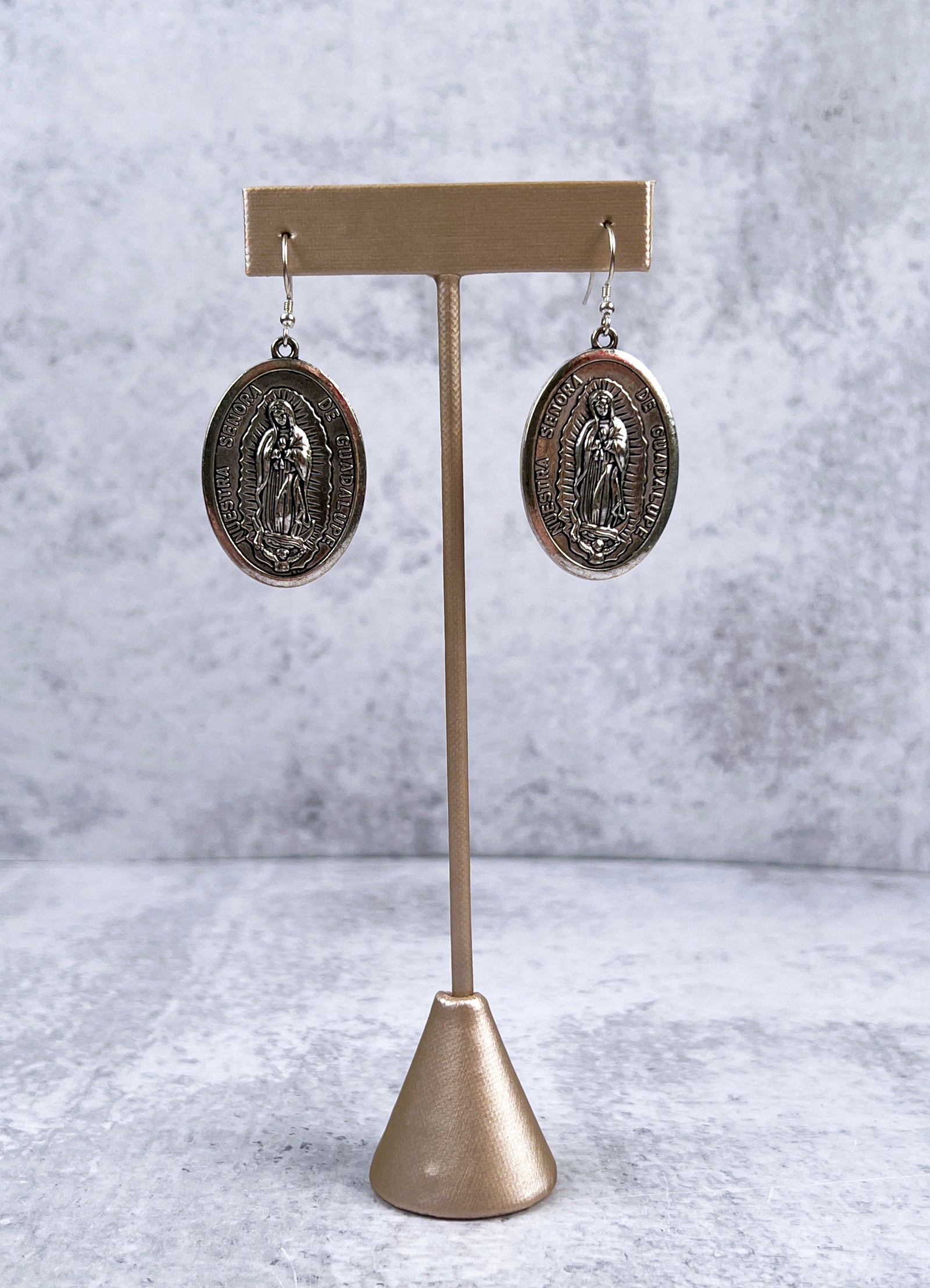 Large Guadalupe Medal Earrings