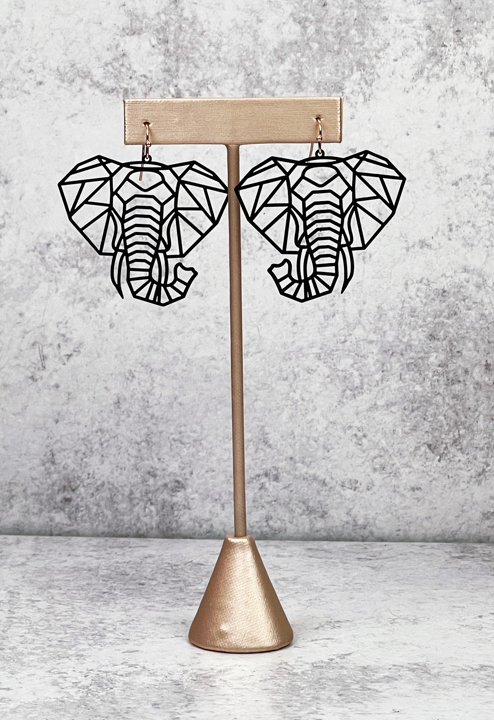Geometric Elephant Metal Earrings