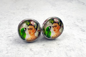 Frida Kahlo Round Bezel Earrings