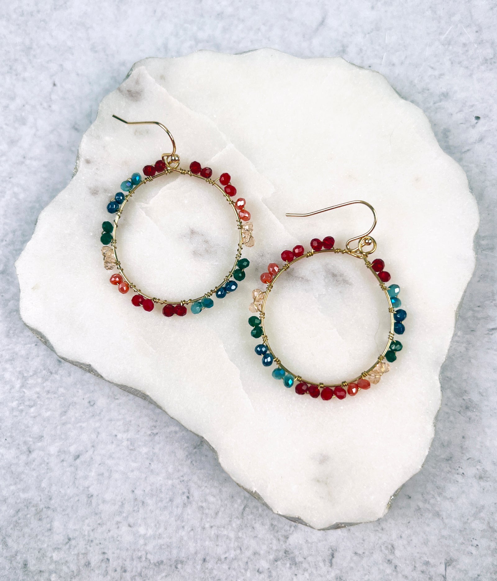Colorful Glass Hoops Earrings