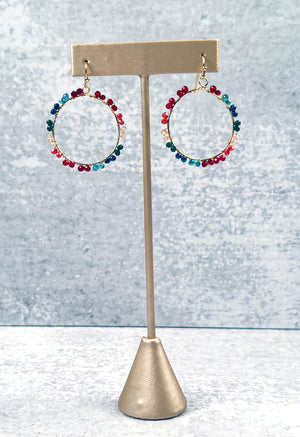 Colorful Glass Hoops Earrings