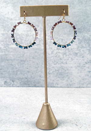 Cool-Colored Glass Hoops Earrings