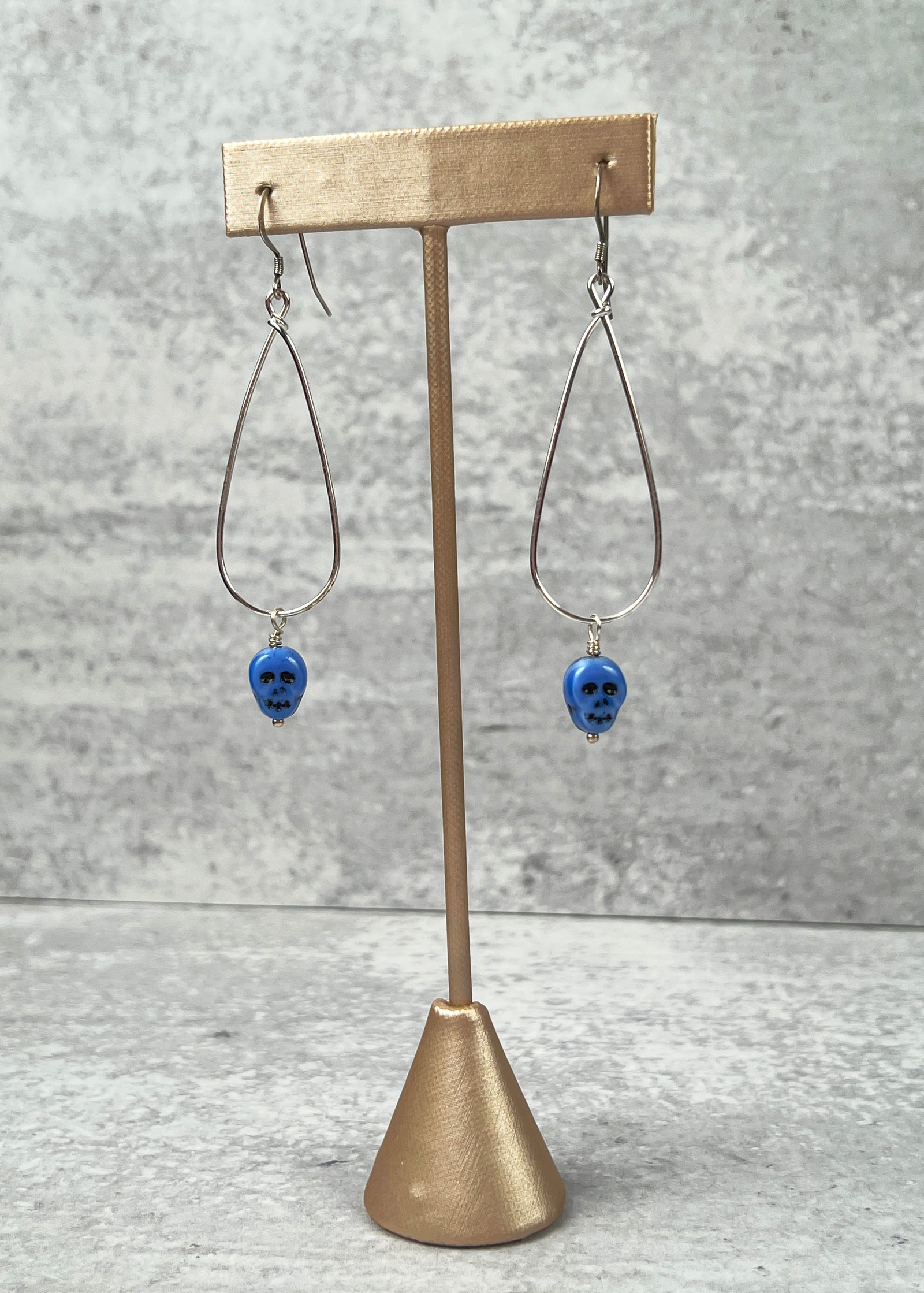 Tiny Skull Sterling Oval Hoops