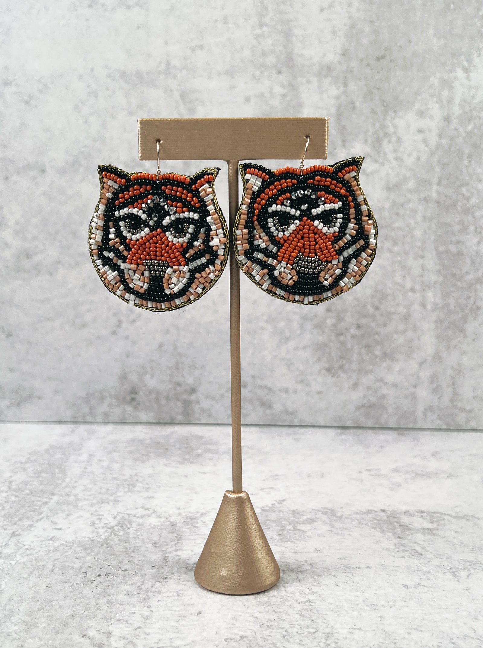 Tiger Glass Seed Bead Earrings