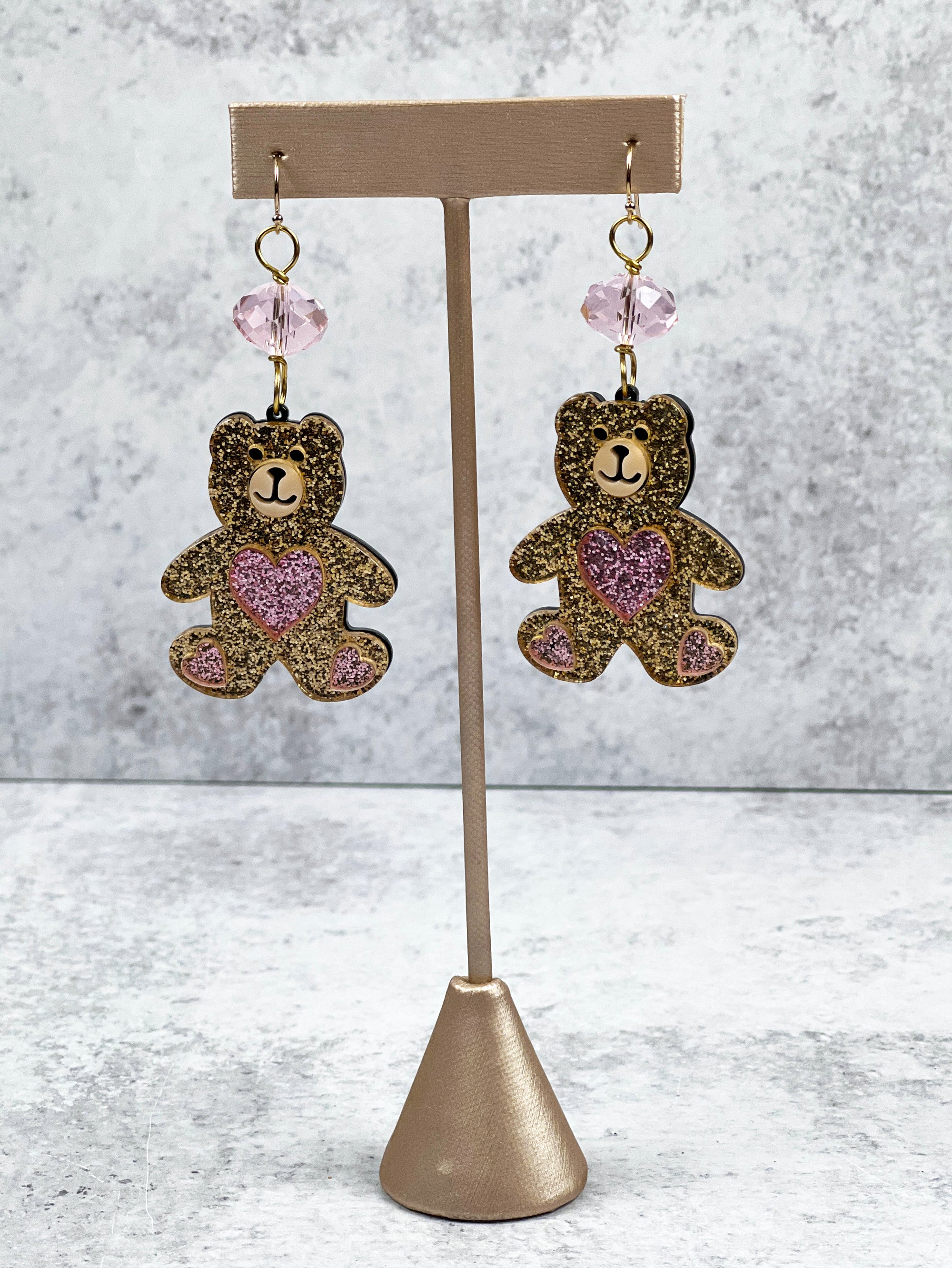 Glittery Teddy Bear Earrings