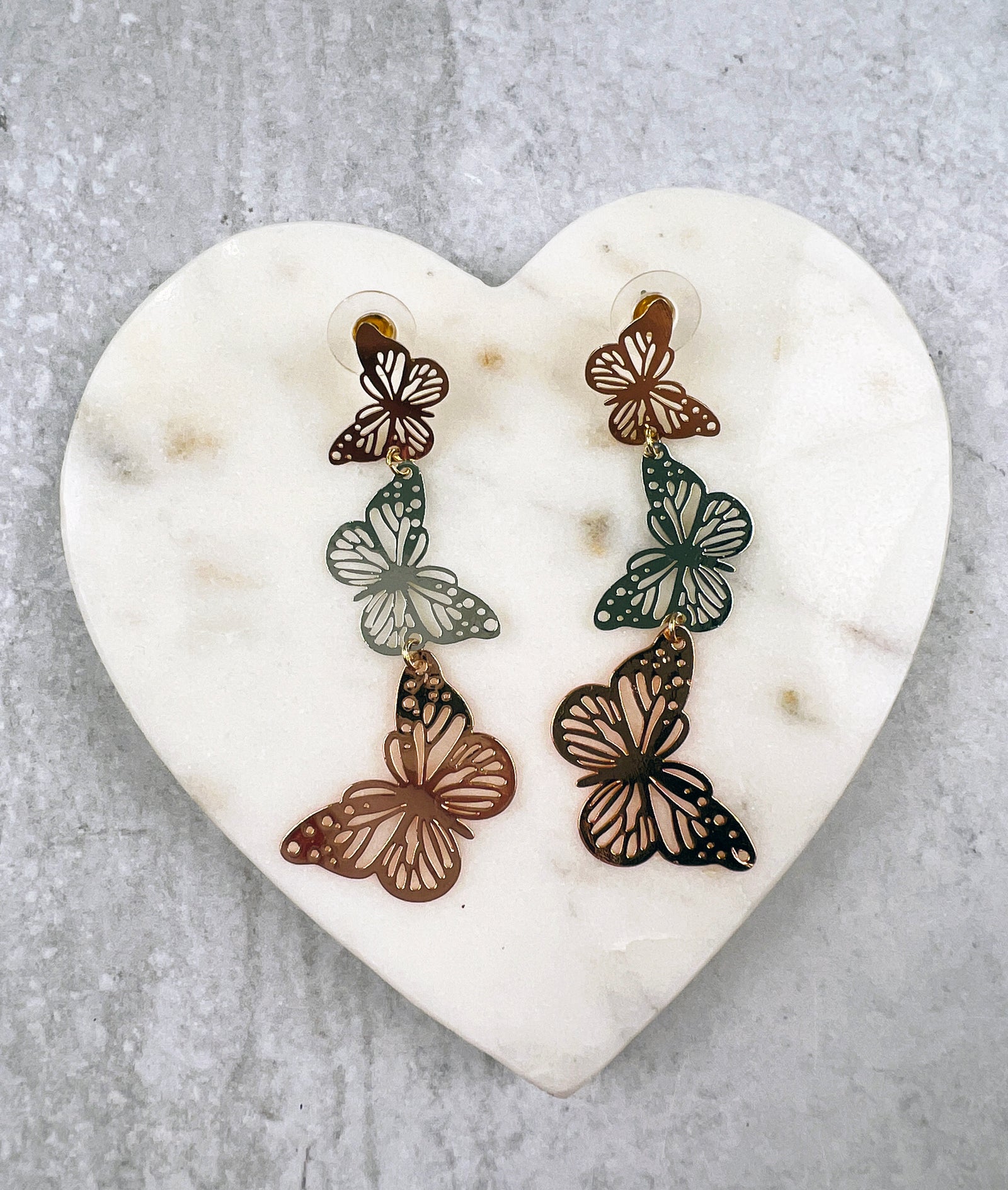 Metal Butterfly Link Dangle Earrings