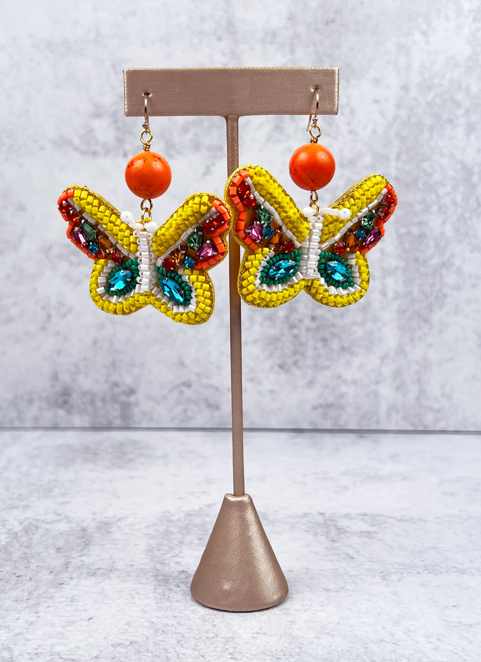 Butterfly Glass Beaded Earrings