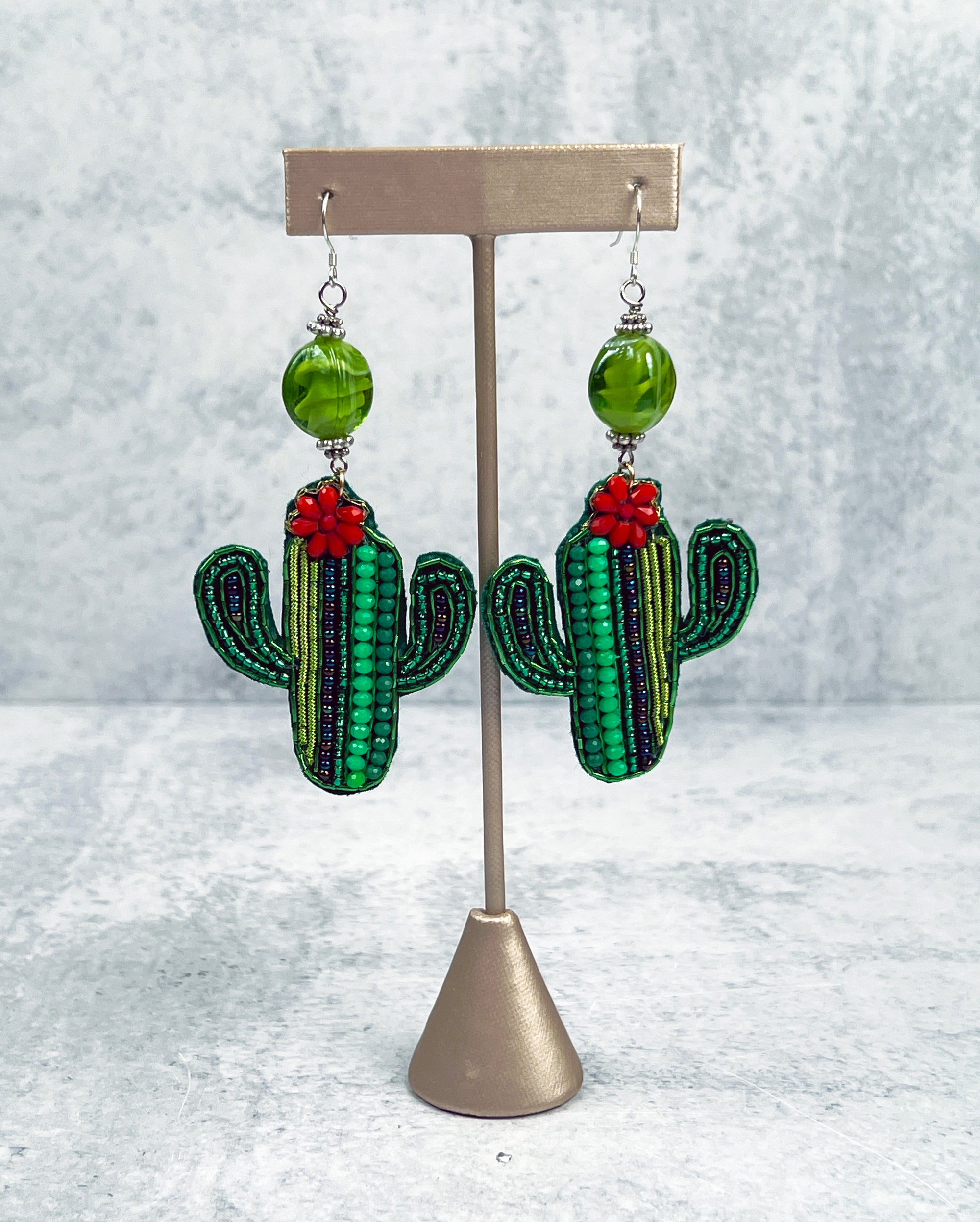 Cactus Glass Beaded Earrings
