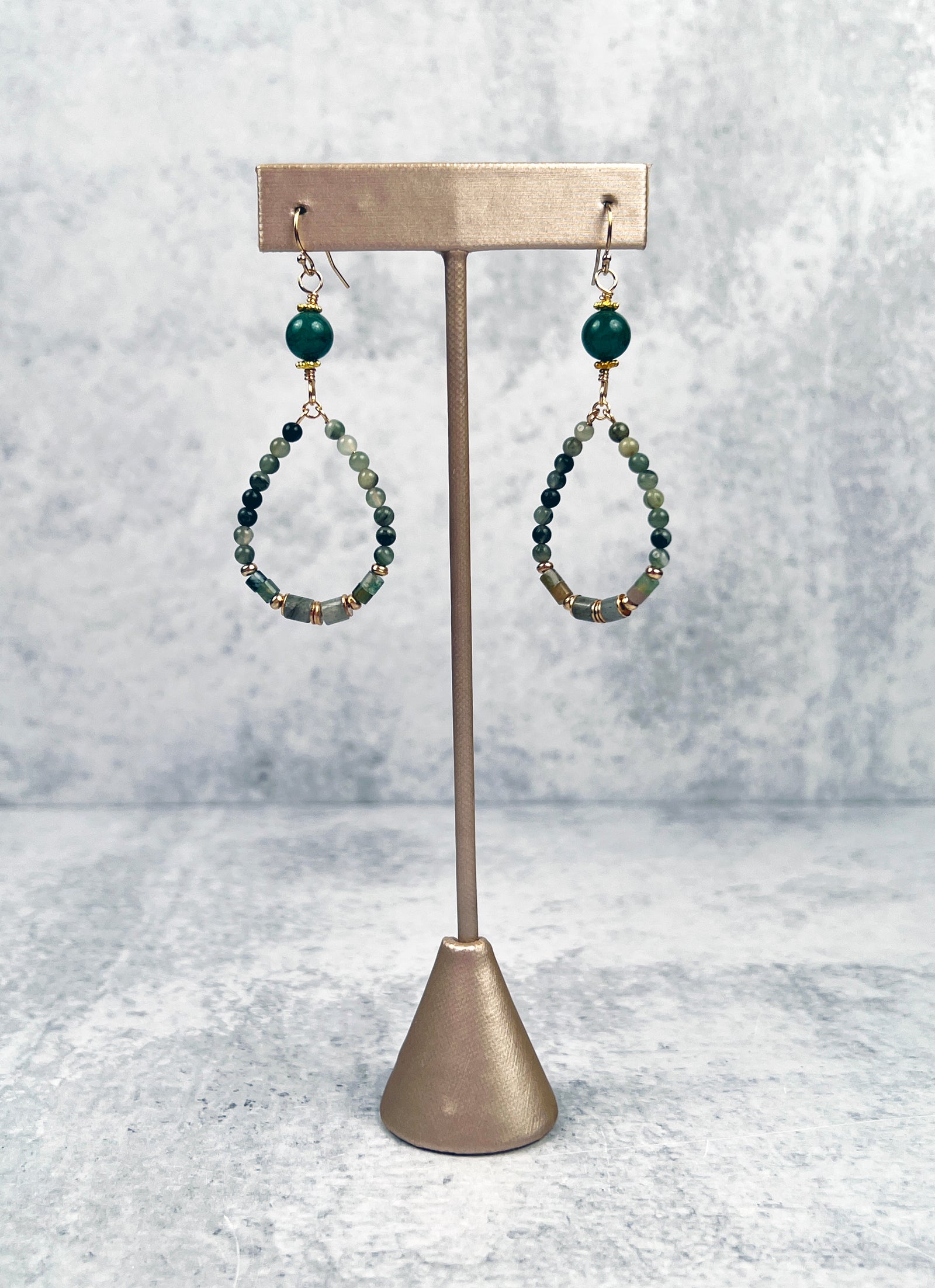 Aventurine Oval Hoop Earrings