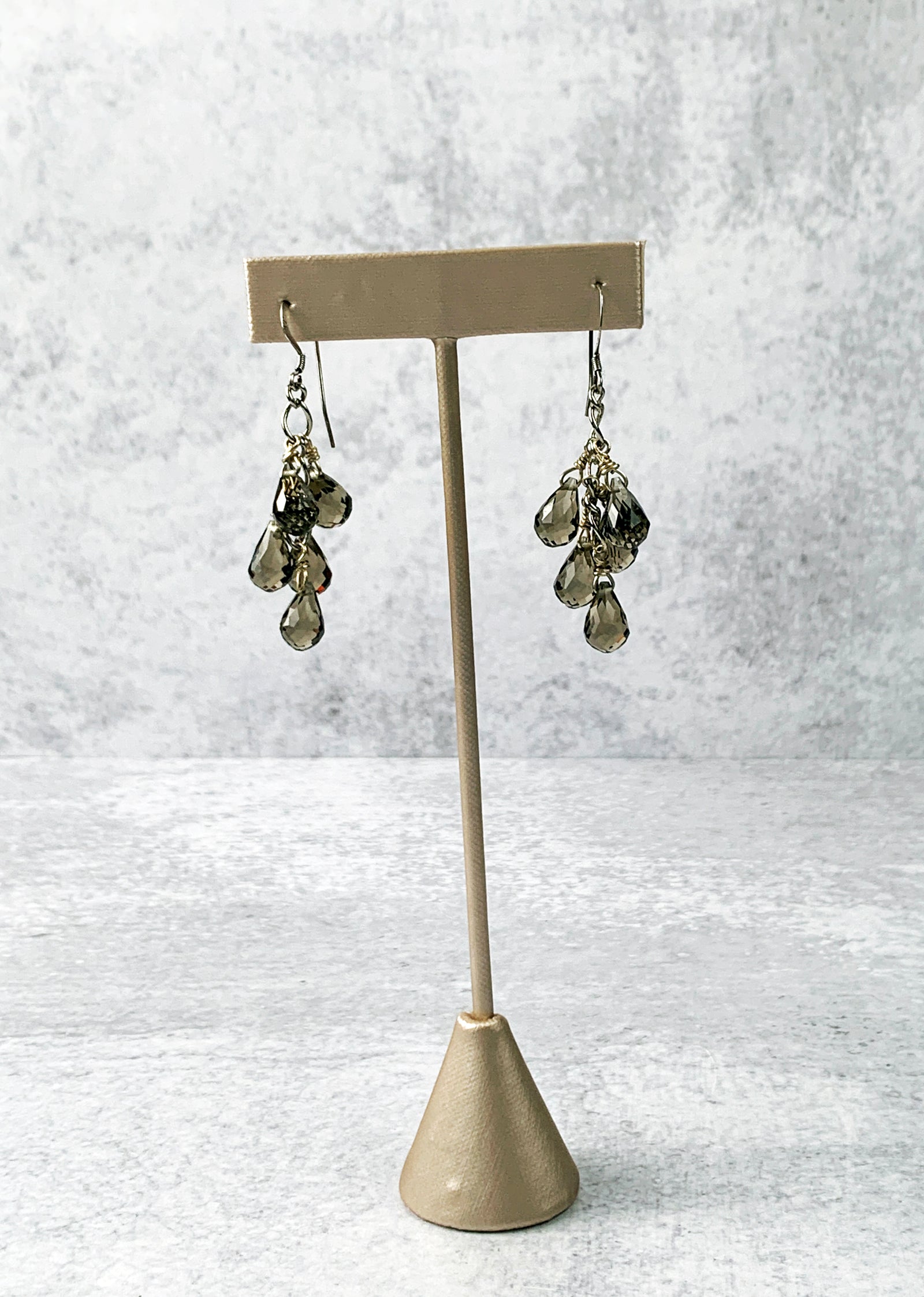 Smokey Quartz Glass Earrings