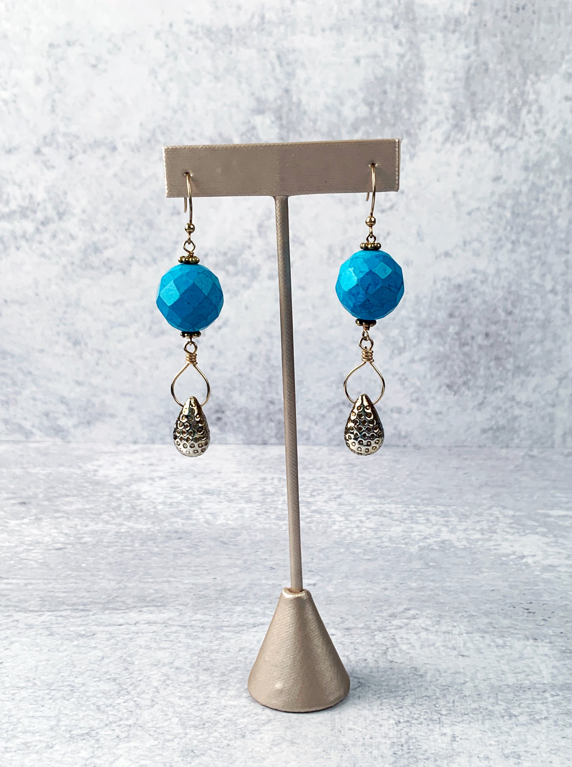 Turquoise and Gold Dangle Earrings