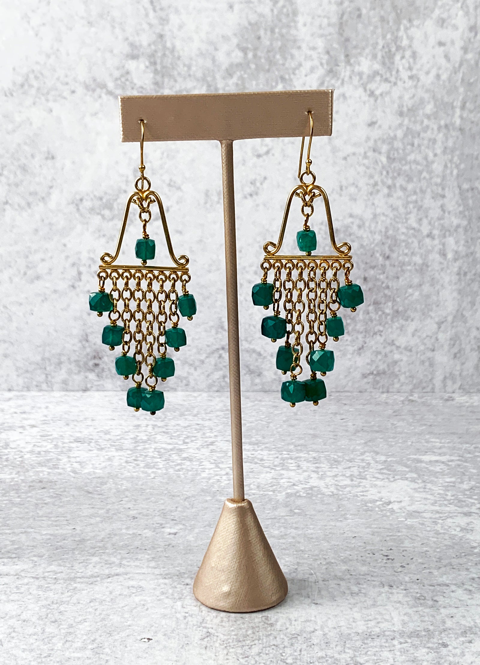 Bossa Nova Green Onyx Chandelier Earrings