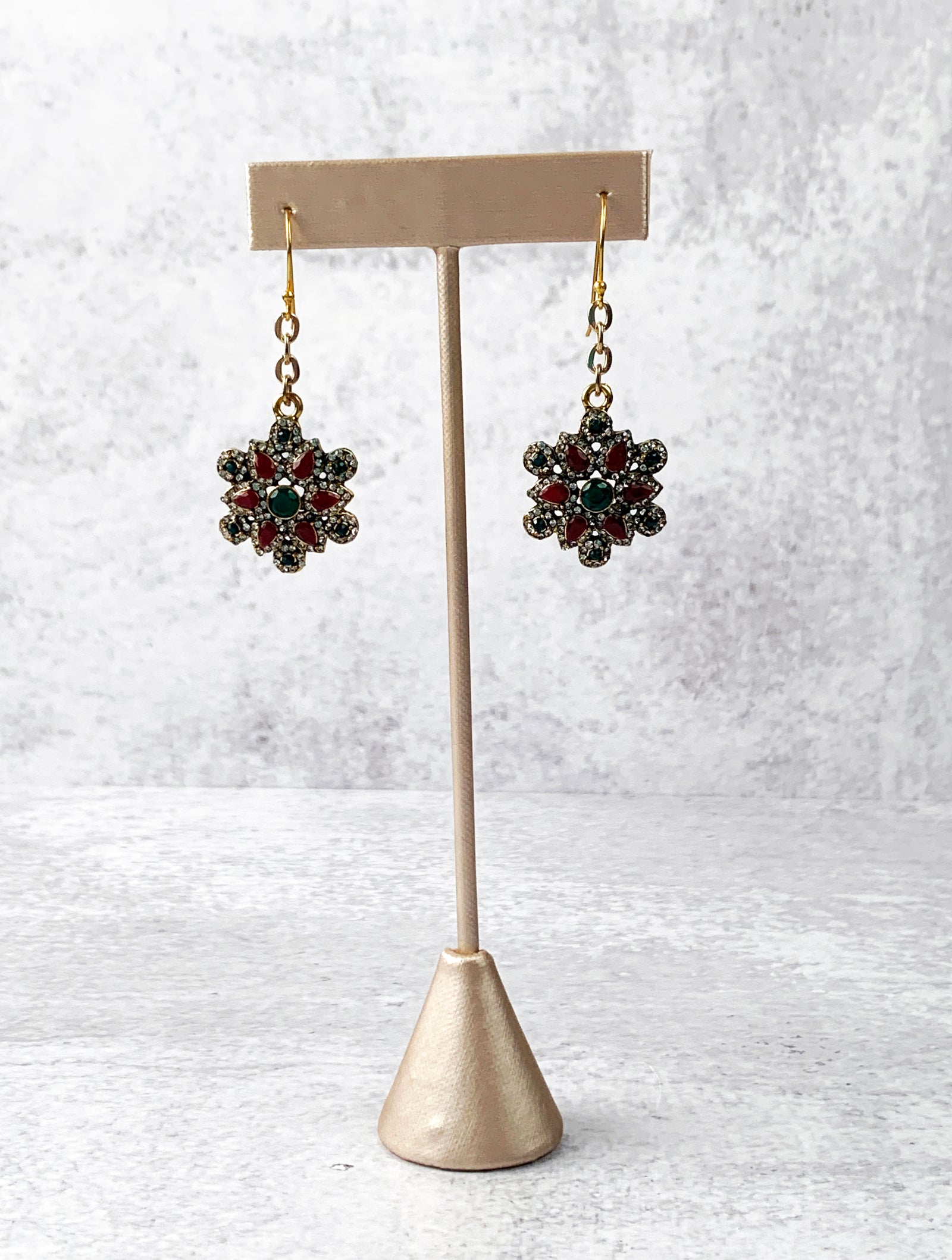 Rhinestone Encrusted Gold Earrings