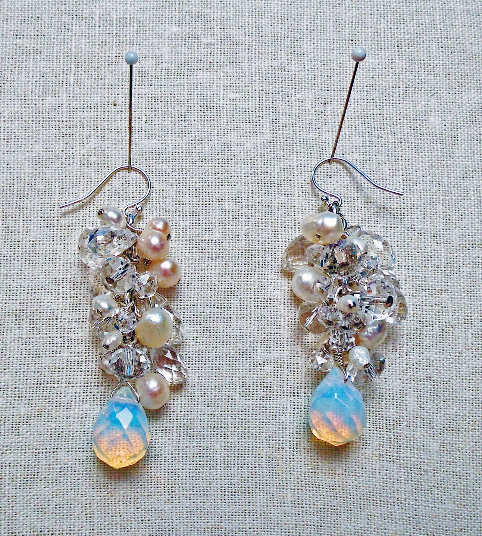 Clear Cascade Quartz Earrings