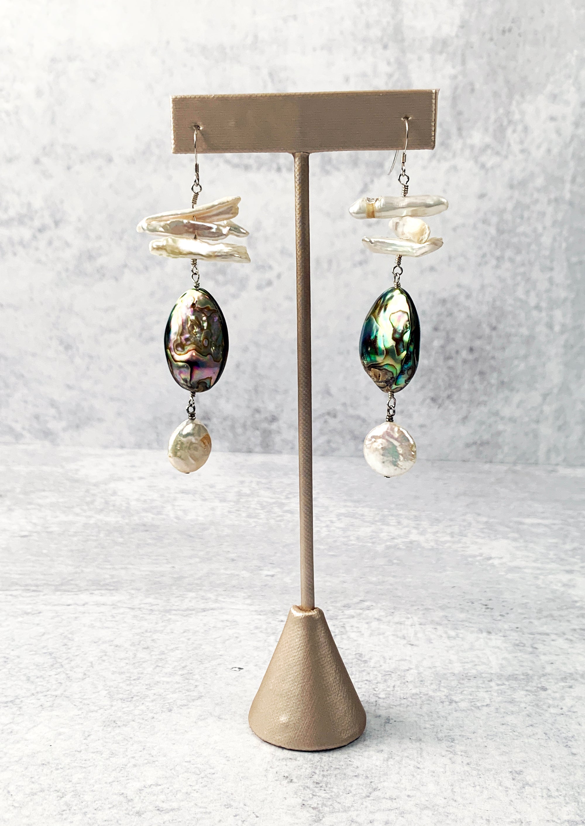 Abalone and Freshwater Pearl Earrings
