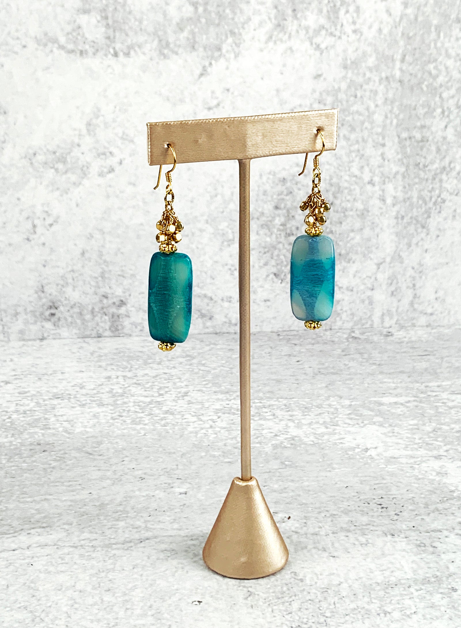 Sea of Blue Agate Stone Earrings