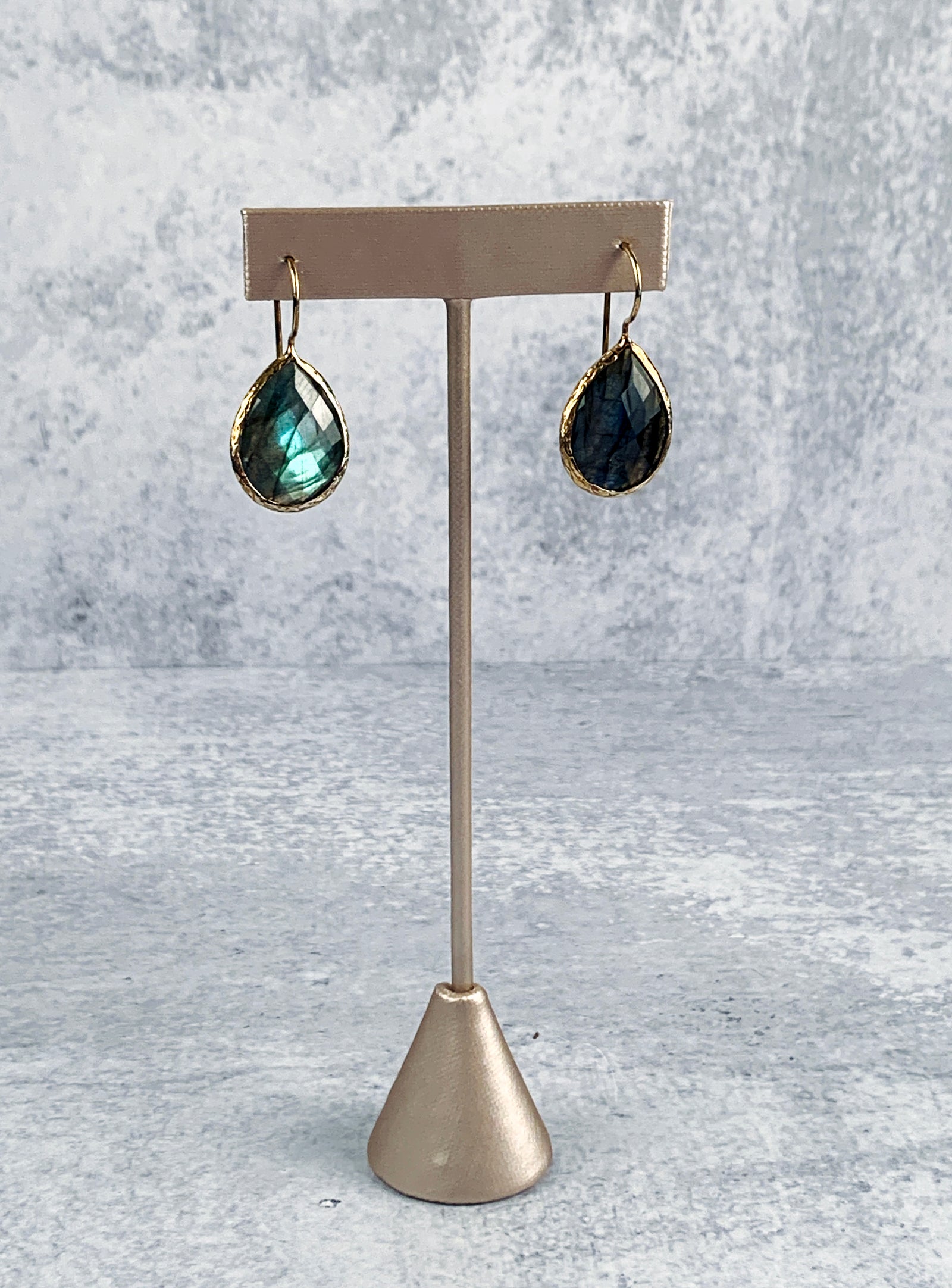 Hooked Labradorite Drop Earrings