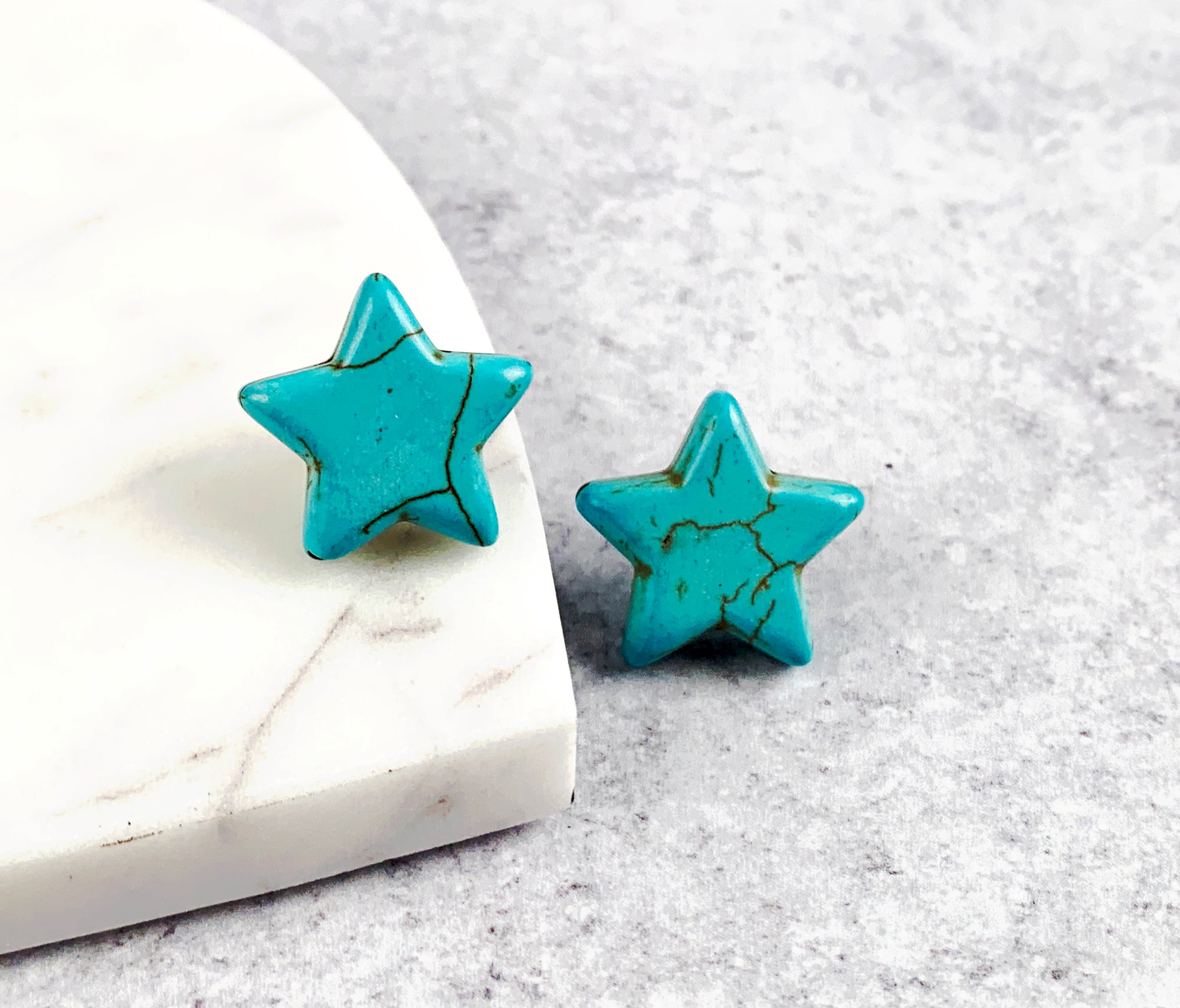 Turquoise Star Stud Gold Earrings