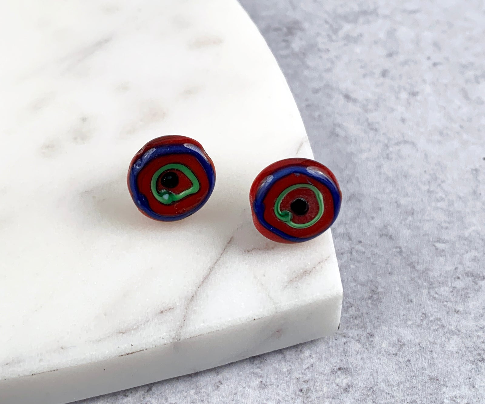 All Protecting Evil Eye Glass Stud Earrings