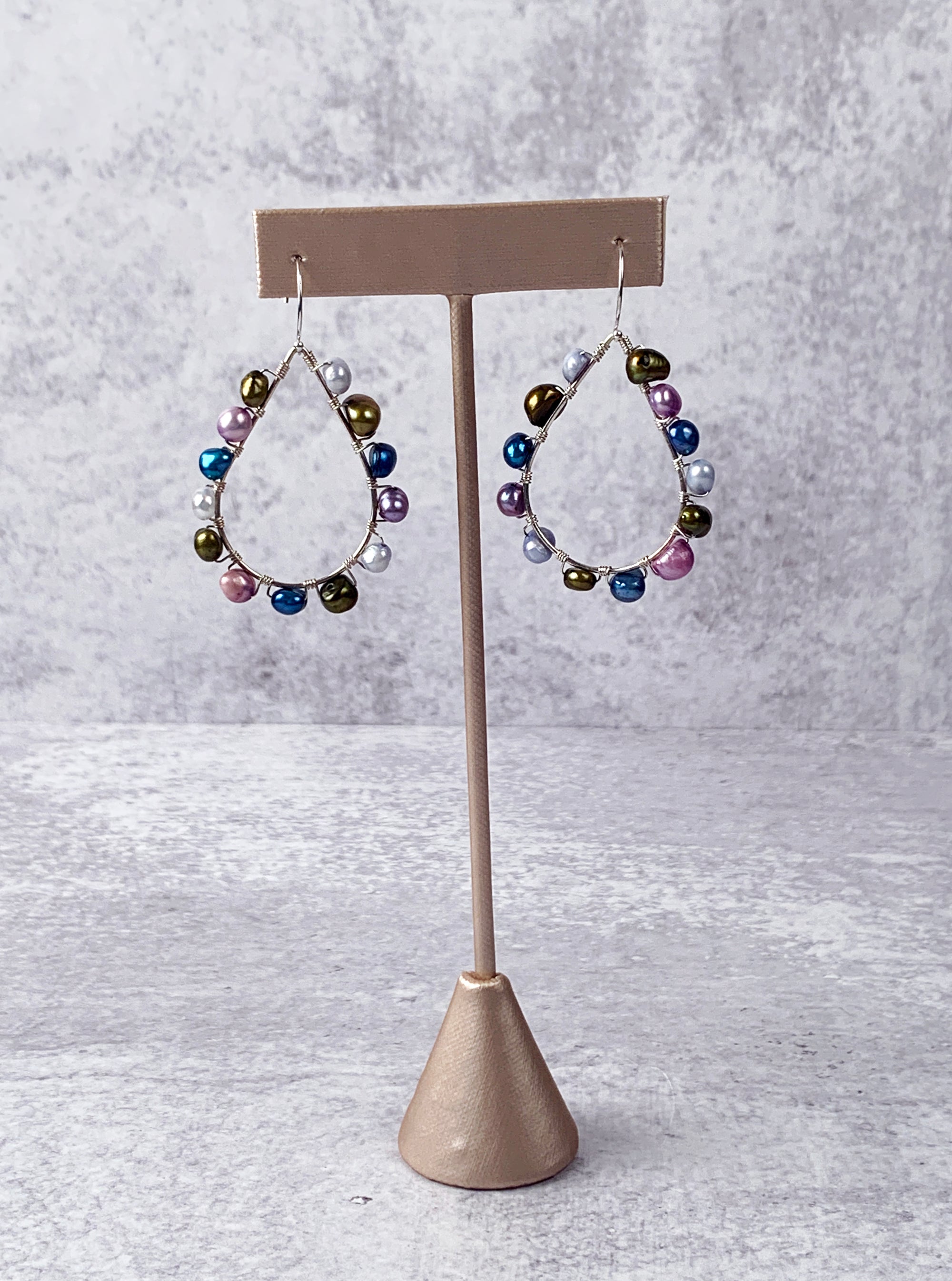 Jewel Toned Freshwater Pearl Dangle Earrings