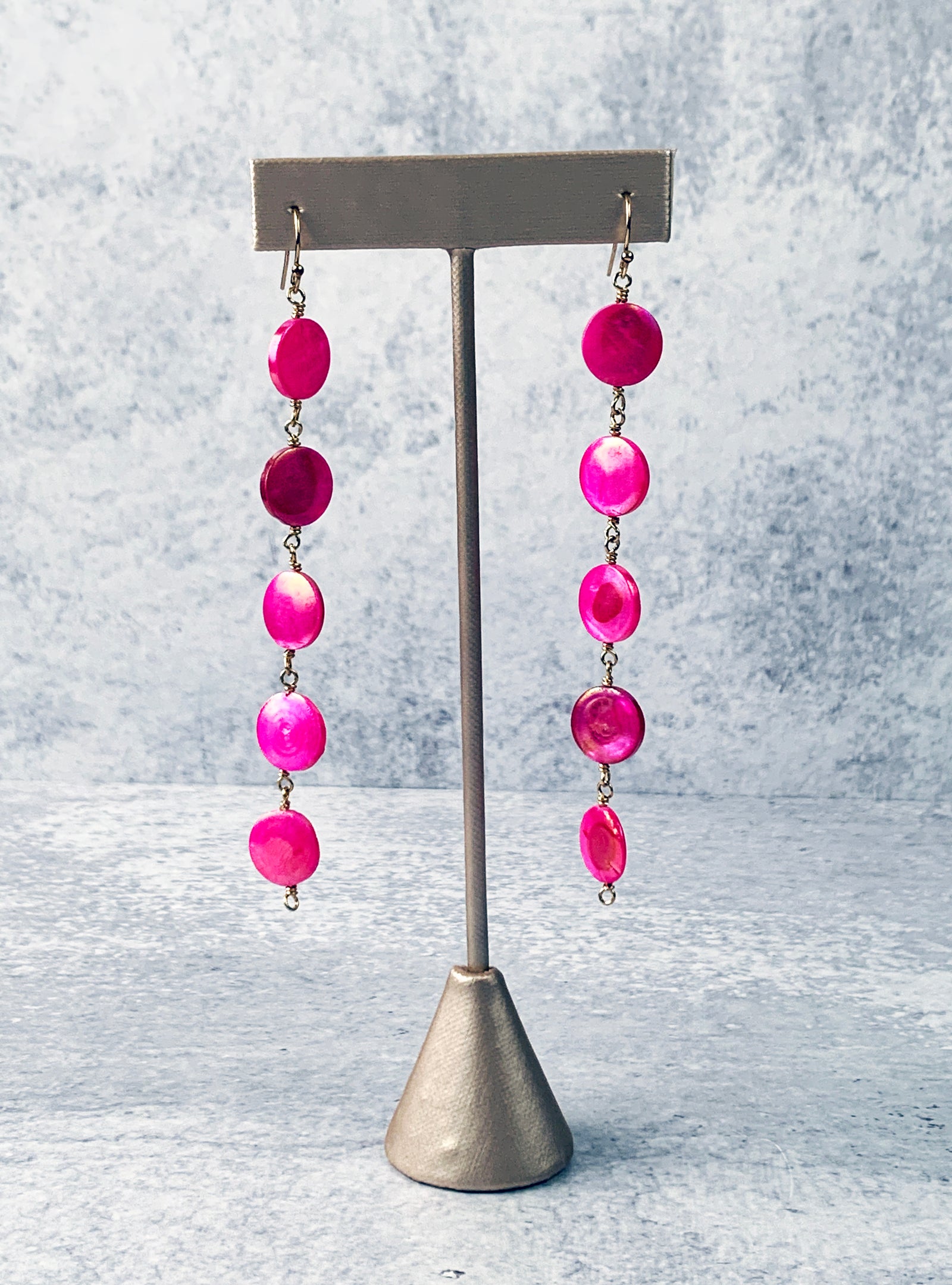 Pops of Pink Shell Pearl Earrings
