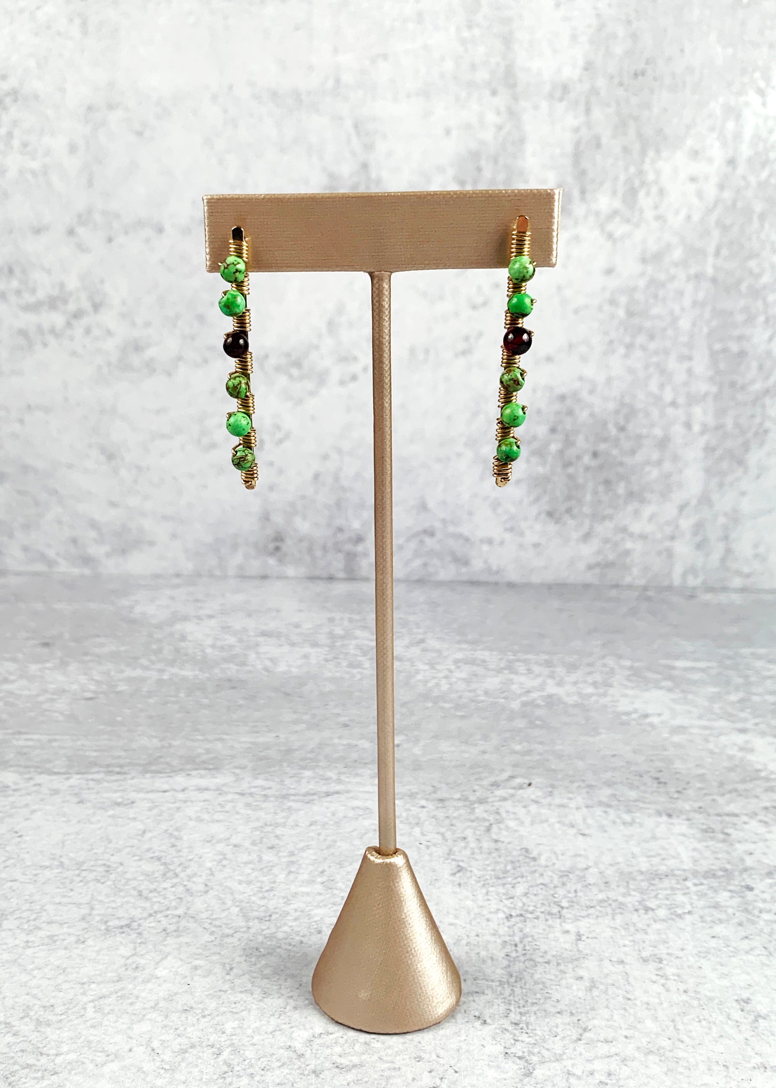 In Harmony Turquoise and Garnet Gold Earrings