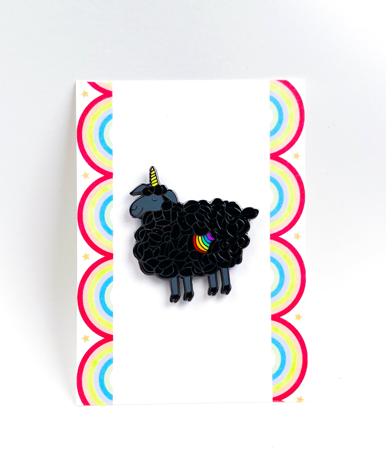 Black Sheep Unicorn Rainbow Enamel Pin
