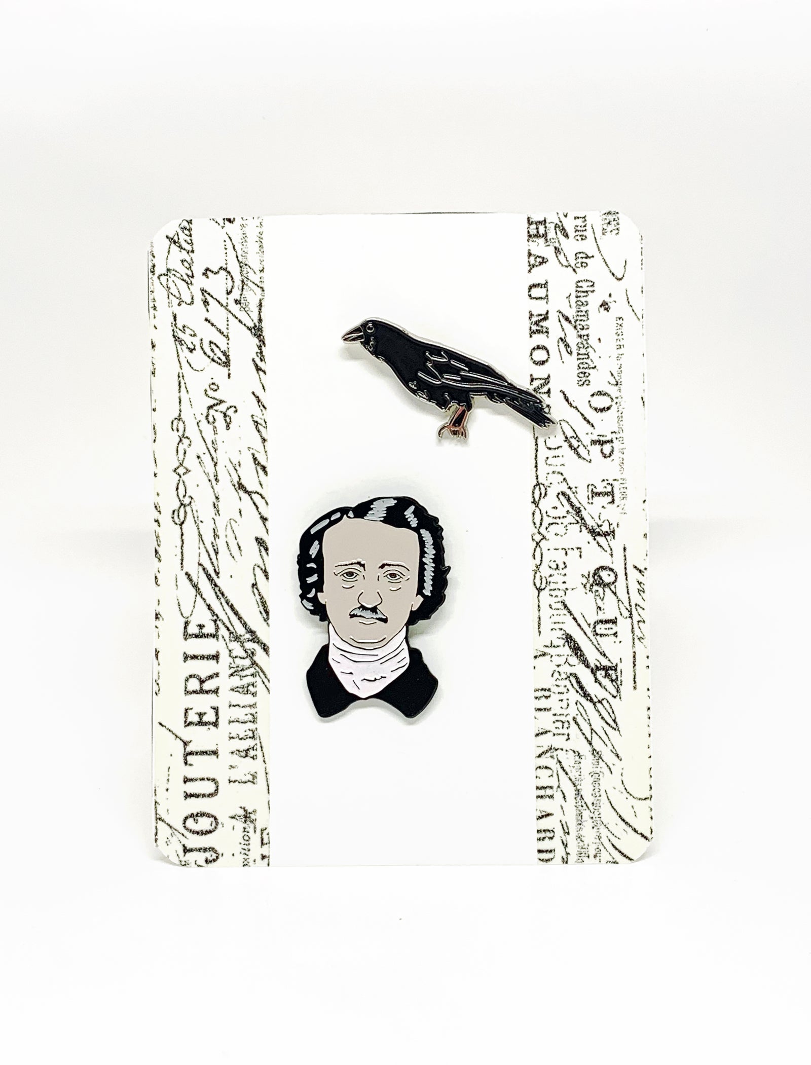 Edgar Allan Poe and Raven Enamel Pin