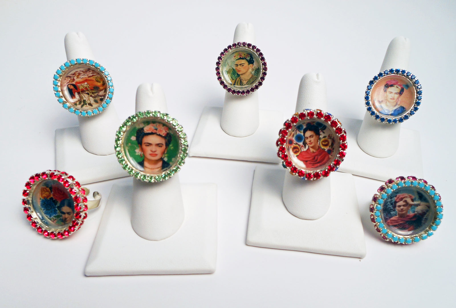 Frida Kahlo Cocktail Rhinestone Rings