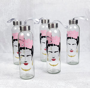 Frida Kahlo Glass Water Bottle Drinkware