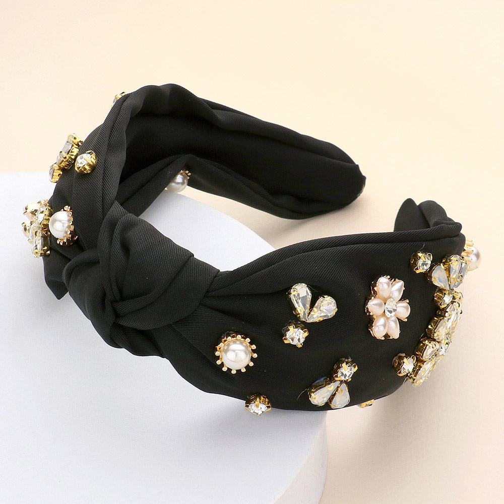 Black Knot and Rhinestone Headband