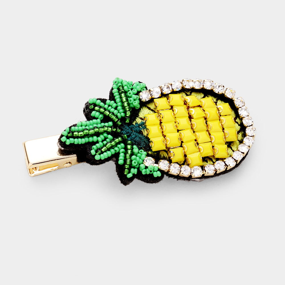 Pineapple Beaded Hair Clip