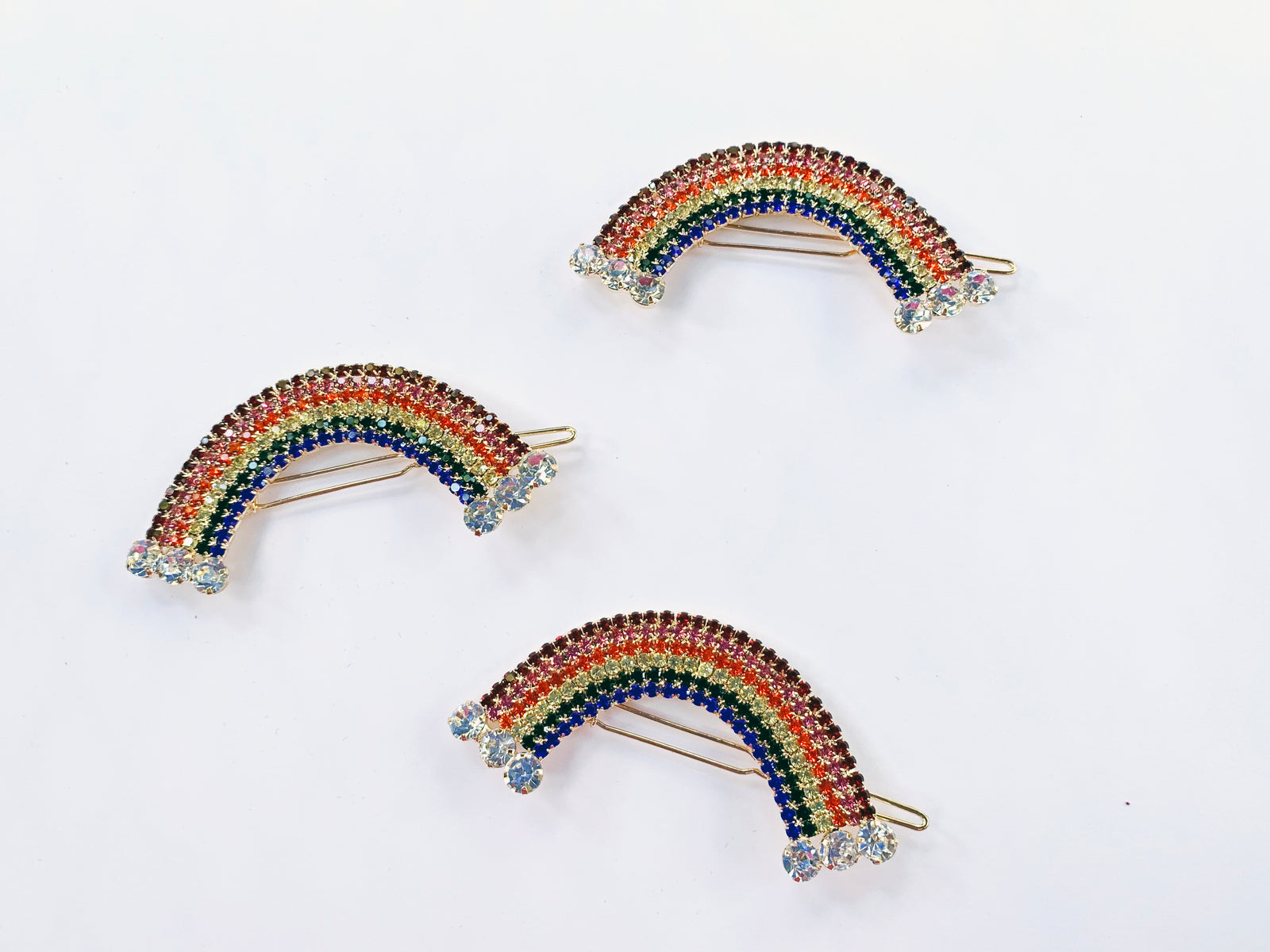 Rainbow Rhinestone Hair Barrette